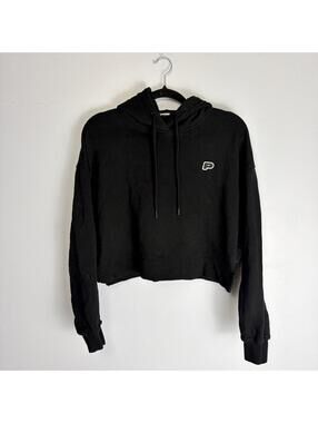 Prozis Black Cropped Hoodie Y2K Fitness Pullover Women's Small